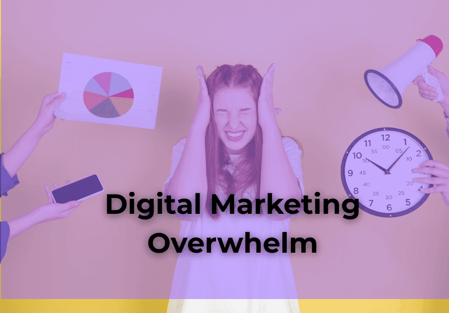 Woman facing digital marketing confusion