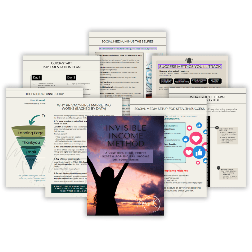 the invisible income method ebook and example pages of whats inside.