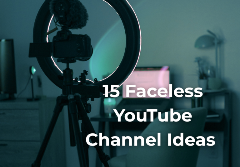 Faceless YouTube channel setup with tripod and ring light — representing content creation without being on camera.